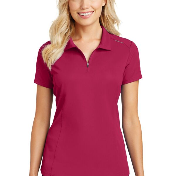 Ladies Pinpoint Mesh Zip Polo Thumbnail