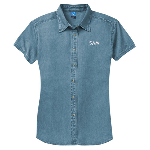 SAM - Ladies Short Sleeve Value Denim Shirt Thumbnail