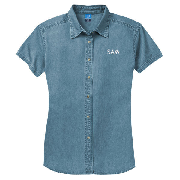 SAM - Ladies Short Sleeve Value Denim Shirt Thumbnail